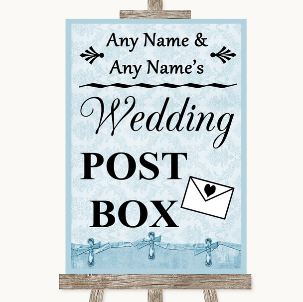 Blue Shabby Chic Card Post Box Personalized Wedding Sign