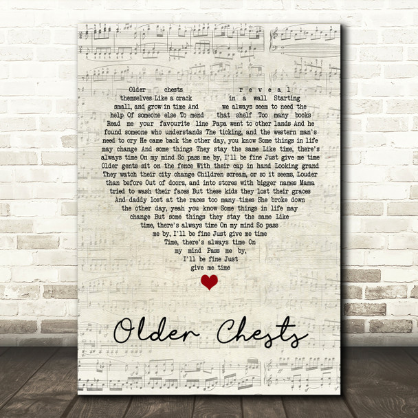 Damien Rice Older Chests Script Heart Song Lyric Print