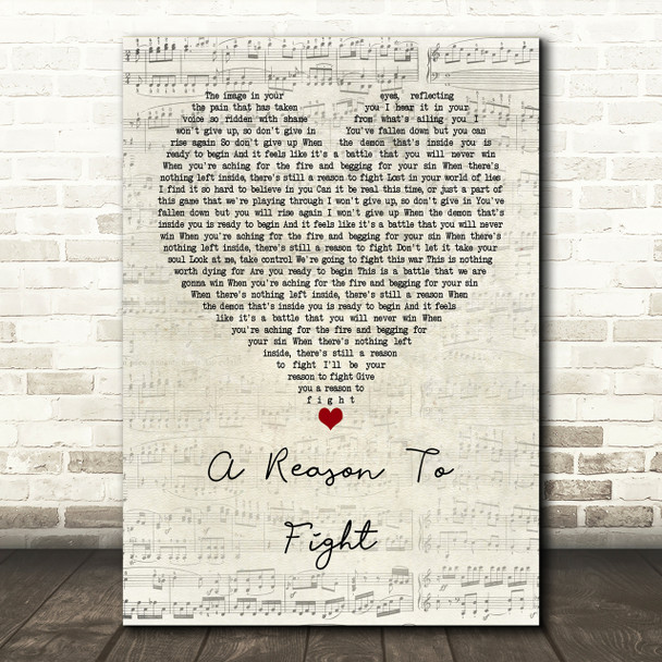 Disturbed A Reason To Fight Script Heart Song Lyric Print