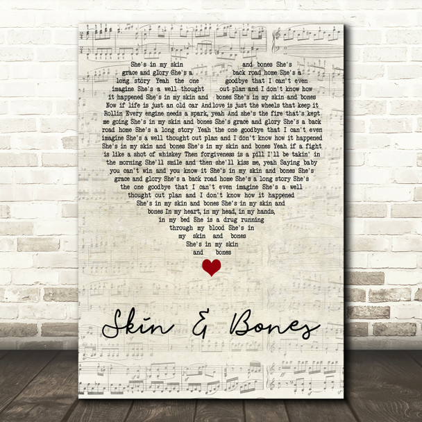 Eli Young Band Skin & Bones Script Heart Song Lyric Print