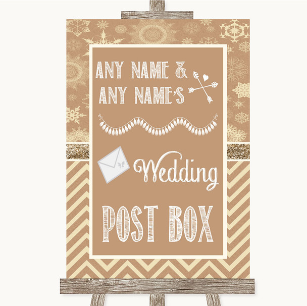 Brown Winter Card Post Box Personalized Wedding Sign