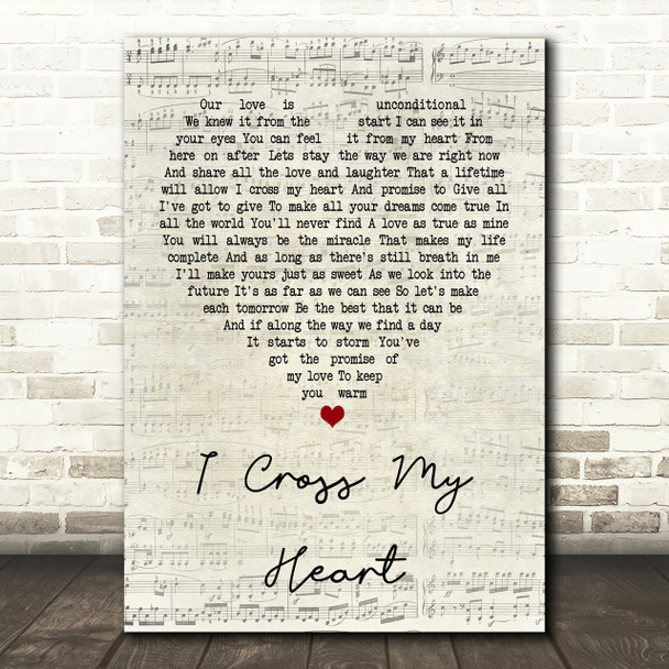 George Strait I Cross My Heart Script Heart Song Lyric Print