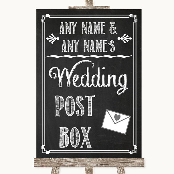 Chalk Sketch Card Post Box Personalized Wedding Sign