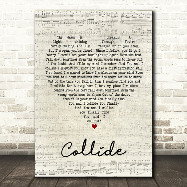 Howie Day Collide Script Heart Song Lyric Print