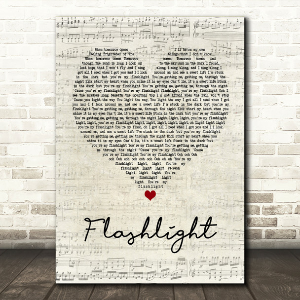 Jessie J Flashlight Script Heart Song Lyric Print