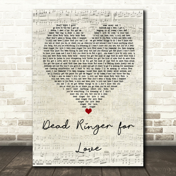 Meat Loaf Dead Ringer for Love Script Heart Song Lyric Print