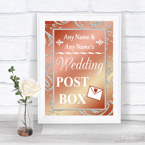 Coral Pink Card Post Box Personalized Wedding Sign