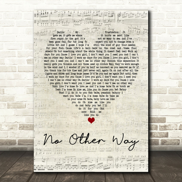 Paolo Nutini No Other Way Script Heart Song Lyric Print