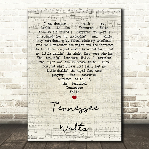 Patti Page Tennessee Waltz Script Heart Song Lyric Print