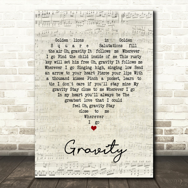 Paul Weller Gravity Script Heart Song Lyric Print