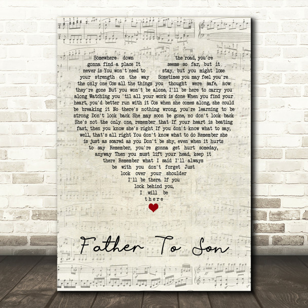 Phil Collins Father To Son Script Heart Song Lyric Print