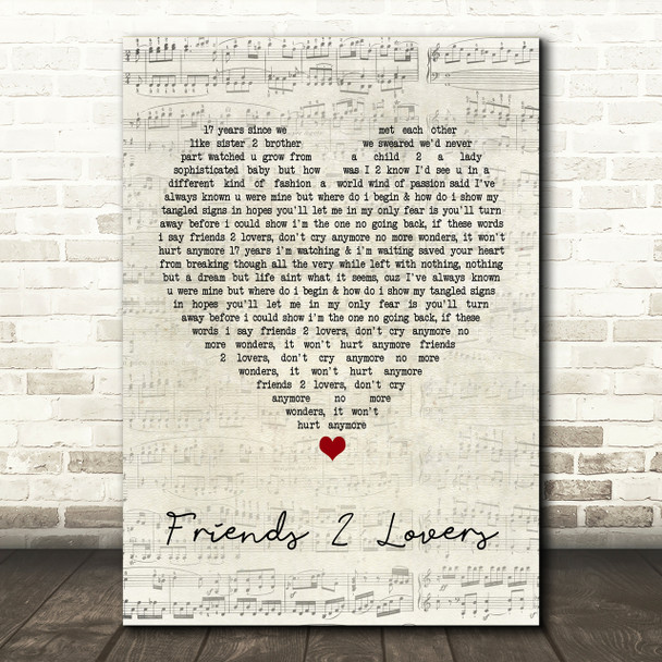 Soul SirkUS Friends 2 Lovers Script Heart Song Lyric Print