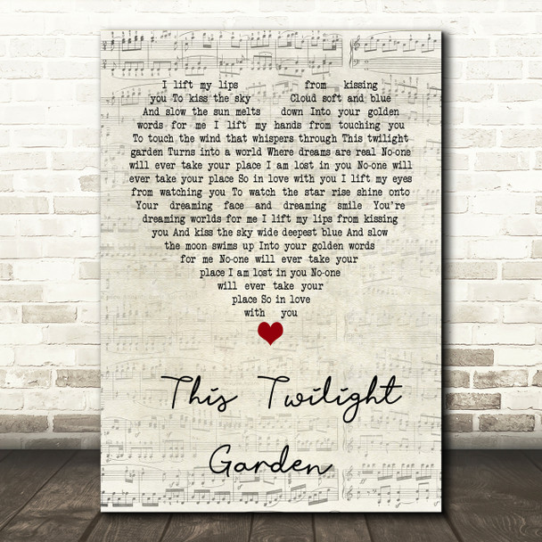 The Cure This Twilight Garden Script Heart Song Lyric Print