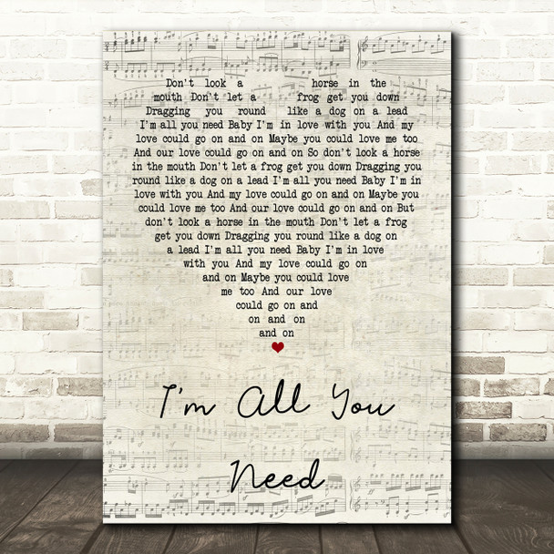 The Divine Comedy I'm All You Need Script Heart Song Lyric Print