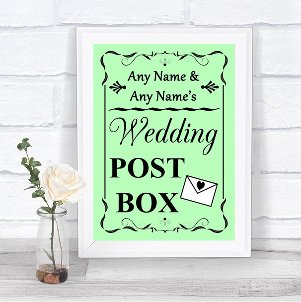 Green Card Post Box Personalized Wedding Sign