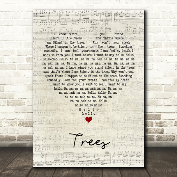 Twenty One Pilots Trees Script Heart Song Lyric Print