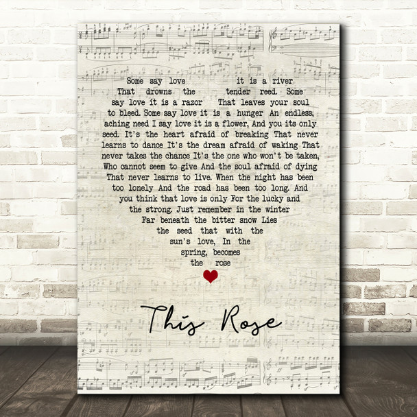 Westlife This Rose Script Heart Song Lyric Print