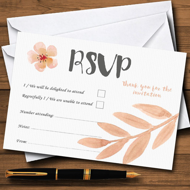 Watercolour Subtle Coral Pink Peach Personalized RSVP Cards