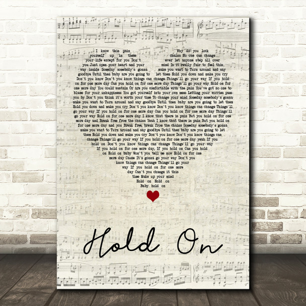 Wilson Phillips Hold On Script Heart Song Lyric Print