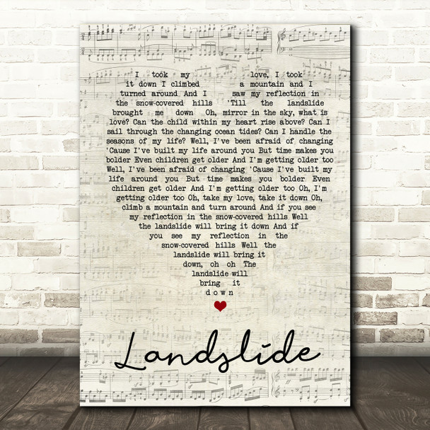 Landslide Fleetwood Mac Script Heart Song Lyric Print