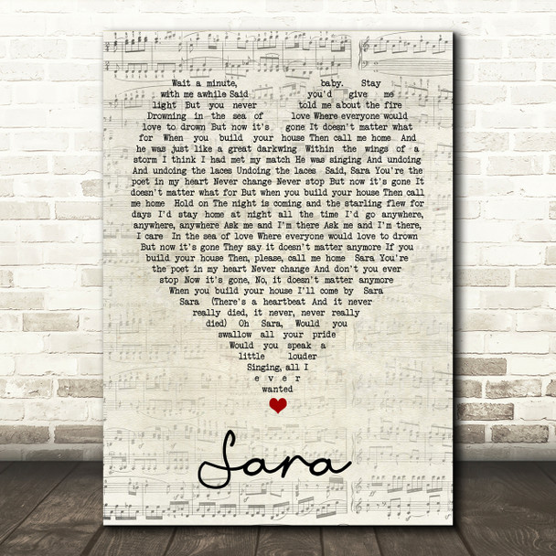 Sara Fleetwood Mac Script Heart Song Lyric Print