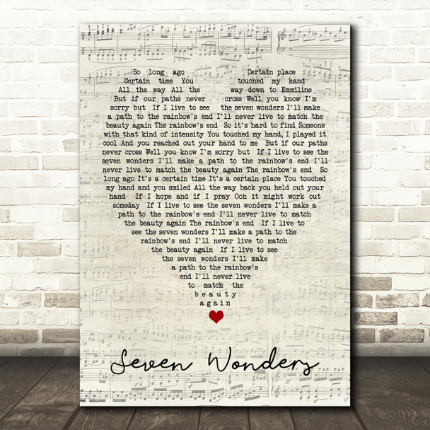 Seven Wonders Fleetwood Mac Script Heart Song Lyric Print
