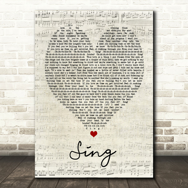 Sing Ed Sheeran Script Heart Song Lyric Print