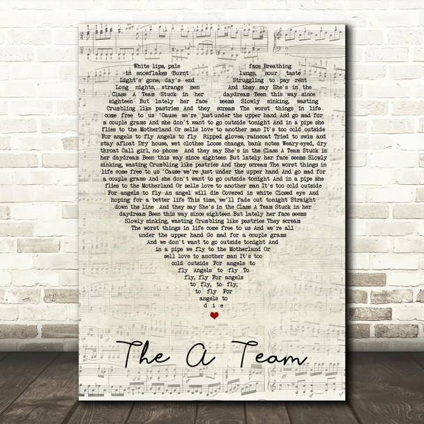 The A Team Ed Sheeran Script Heart Song Lyric Print