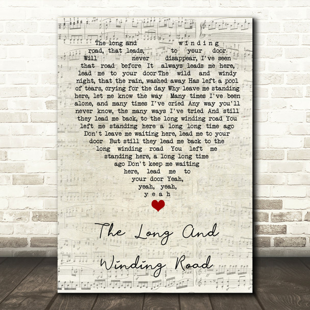The Long And Winding Road The Beatles Script Heart Song Lyric Print