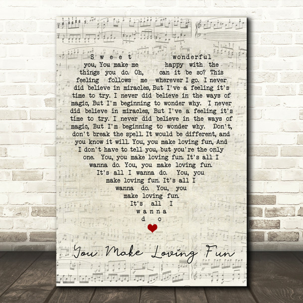 You Make Loving Fun Fleetwood Mac Script Heart Song Lyric Print