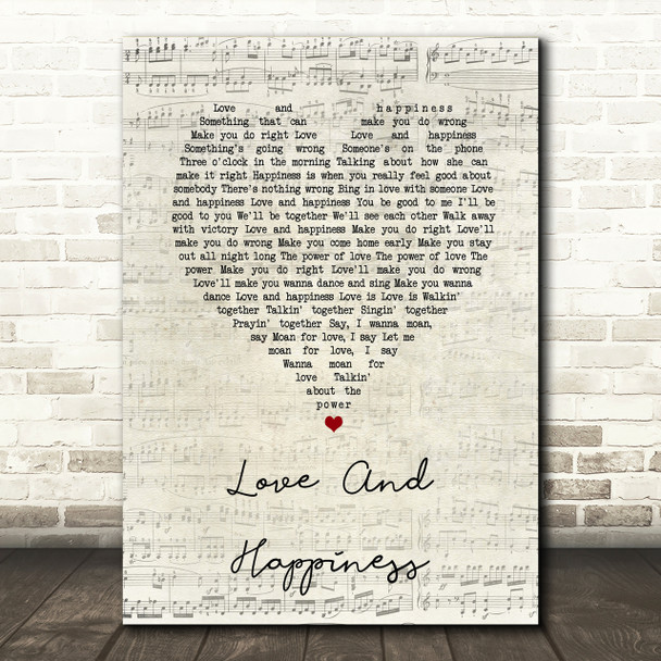 Al Green Love And Happiness Script Heart Song Lyric Print