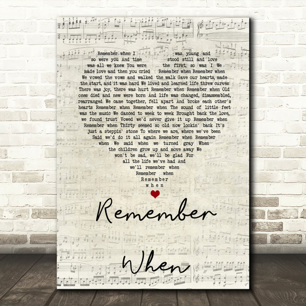 Alan Jackson Remember When Script Heart Song Lyric Print