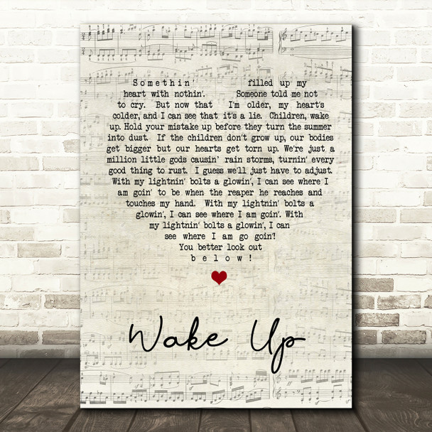 Arcade Fire Wake Up Script Heart Song Lyric Print