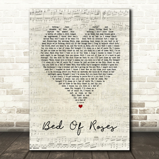 Bon Jovi Bed Of Roses Script Heart Song Lyric Print