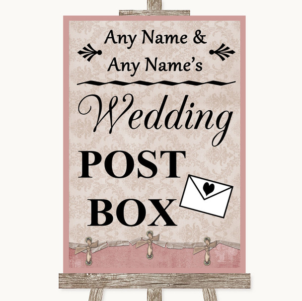 Pink Shabby Chic Card Post Box Personalized Wedding Sign