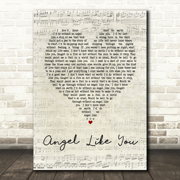 Eli Young Band Angel Like You Script Heart Song Lyric Print