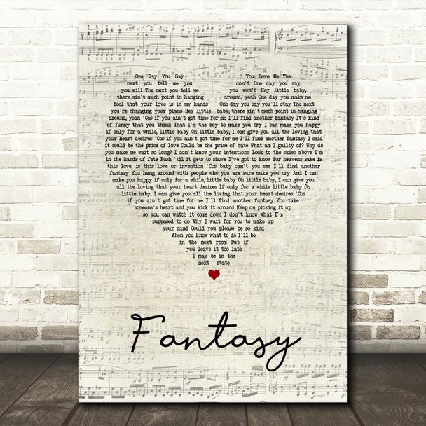 George Michael Fantasy Script Heart Song Lyric Print
