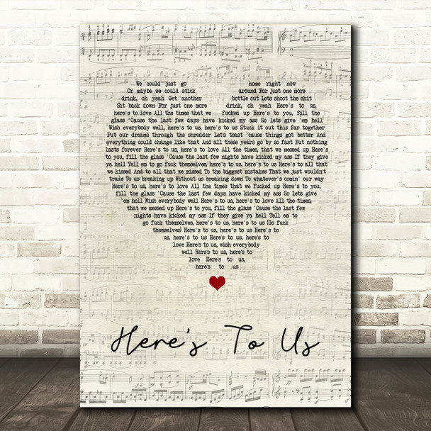 Halestorm Here's To Us Script Heart Song Lyric Print