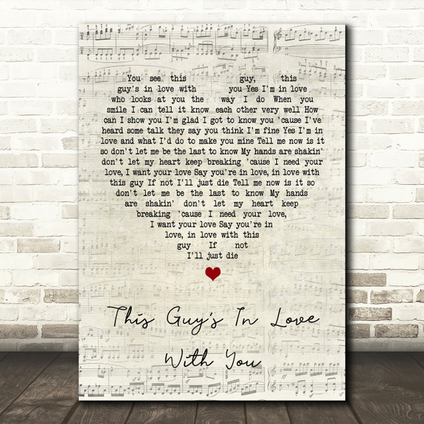 Herb Albert This Guys In Love With You Script Heart Song Lyric Print