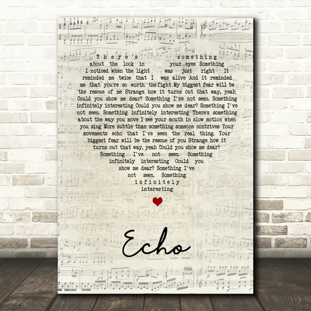 Incubus Echo Script Heart Song Lyric Print