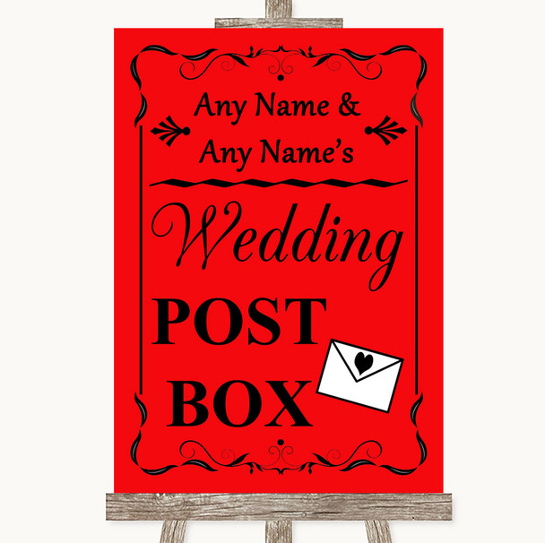 Red Card Post Box Personalized Wedding Sign
