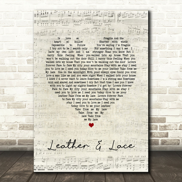 Stevie Nicks Leather And Lace Script Heart Song Lyric Print