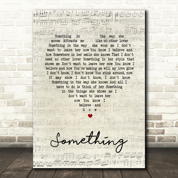 The Beatles Something Script Heart Song Lyric Print