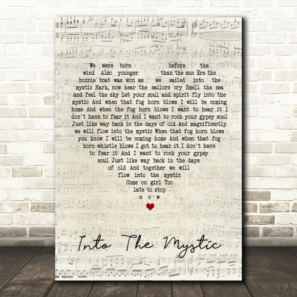 Van Morrison Into The Mystic Script Heart Song Lyric Print