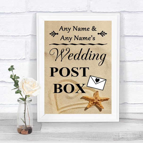 Sandy Beach Card Post Box Personalized Wedding Sign