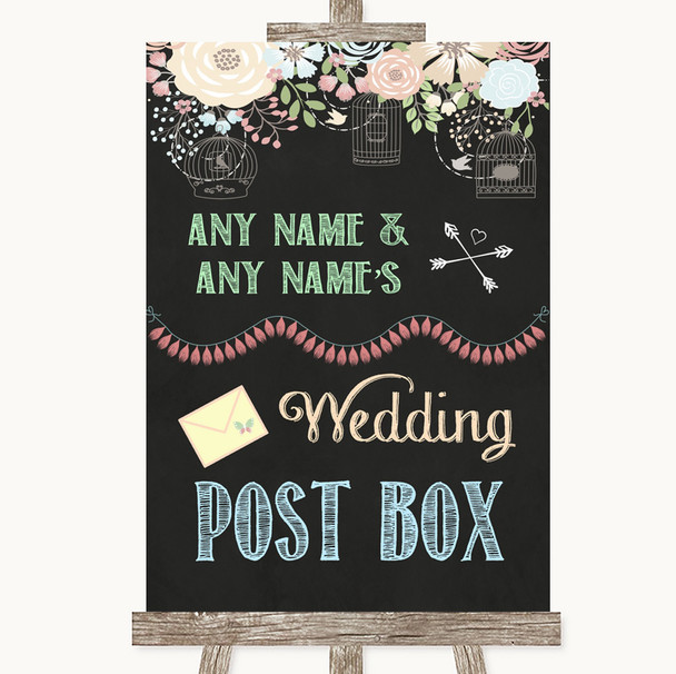 Shabby Chic Chalk Card Post Box Personalized Wedding Sign