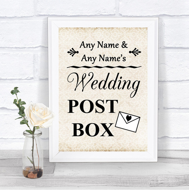 Shabby Chic Ivory Card Post Box Personalized Wedding Sign