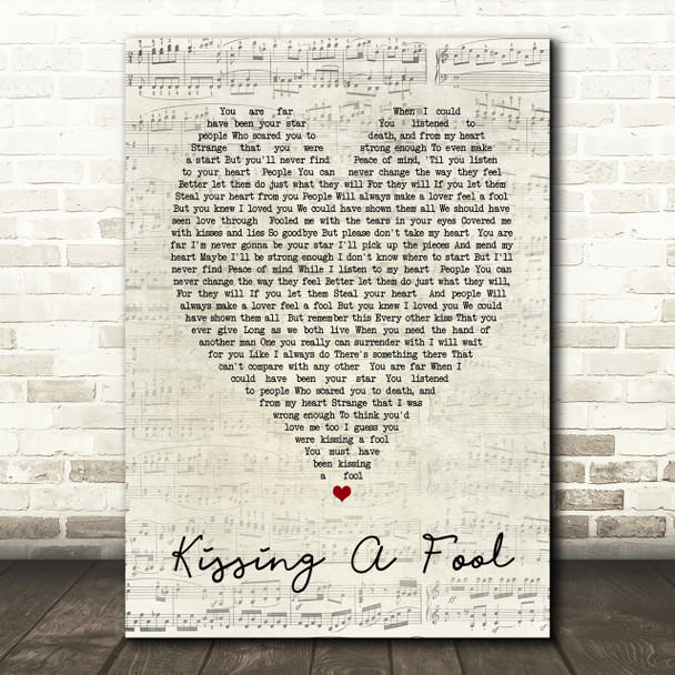 George Michael Kissing A Fool Script Heart Song Lyric Print