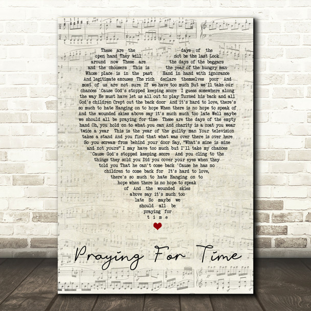 George Michael Praying For Time Script Heart Song Lyric Print