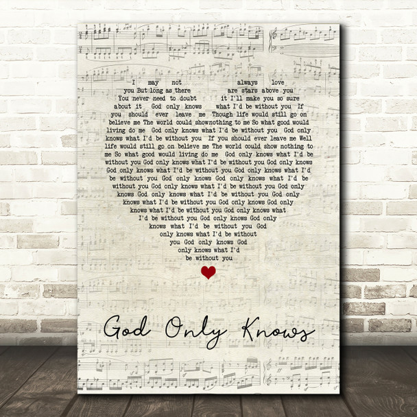 The Beach Boys God Only Knows Script Heart Song Lyric Print